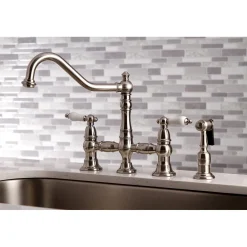 Discount Restoration 8-Inch Bridge Kitchen Faucet with Sprayer Faucets With Side Spray|Bridge Faucets