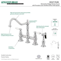 Discount Restoration 8-Inch Bridge Kitchen Faucet with Sprayer Faucets With Side Spray|Bridge Faucets