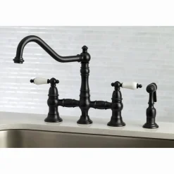 Discount Restoration 8-Inch Bridge Kitchen Faucet with Sprayer Faucets With Side Spray|Bridge Faucets