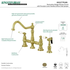 Discount Restoration 8-Inch Bridge Kitchen Faucet with Sprayer Faucets With Side Spray|Bridge Faucets