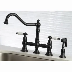 Discount Restoration 8-Inch Bridge Kitchen Faucet with Sprayer Faucets With Side Spray|Bridge Faucets