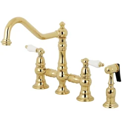 Discount Restoration 8-Inch Bridge Kitchen Faucet with Sprayer Faucets With Side Spray|Bridge Faucets