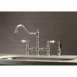 Discount Restoration 8-Inch Bridge Kitchen Faucet with Sprayer Faucets With Side Spray|Bridge Faucets