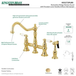 Discount Restoration 8-Inch Bridge Kitchen Faucet with Sprayer Faucets With Side Spray|Bridge Faucets