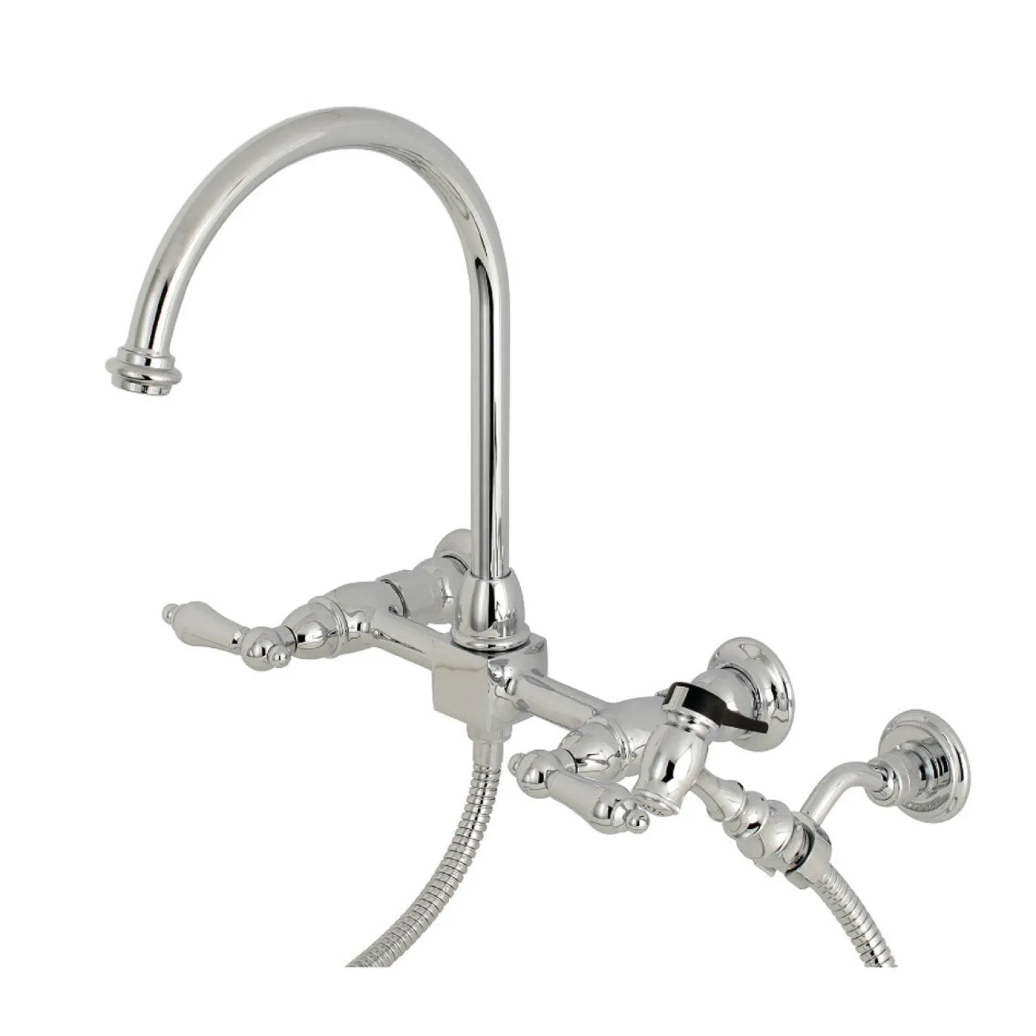 Discount Restoration 8-Inch Centerset Wall Mount Kitchen Faucet with Brass Sprayer Wall Mounted Kitchen Faucets|Faucets With Side Spray