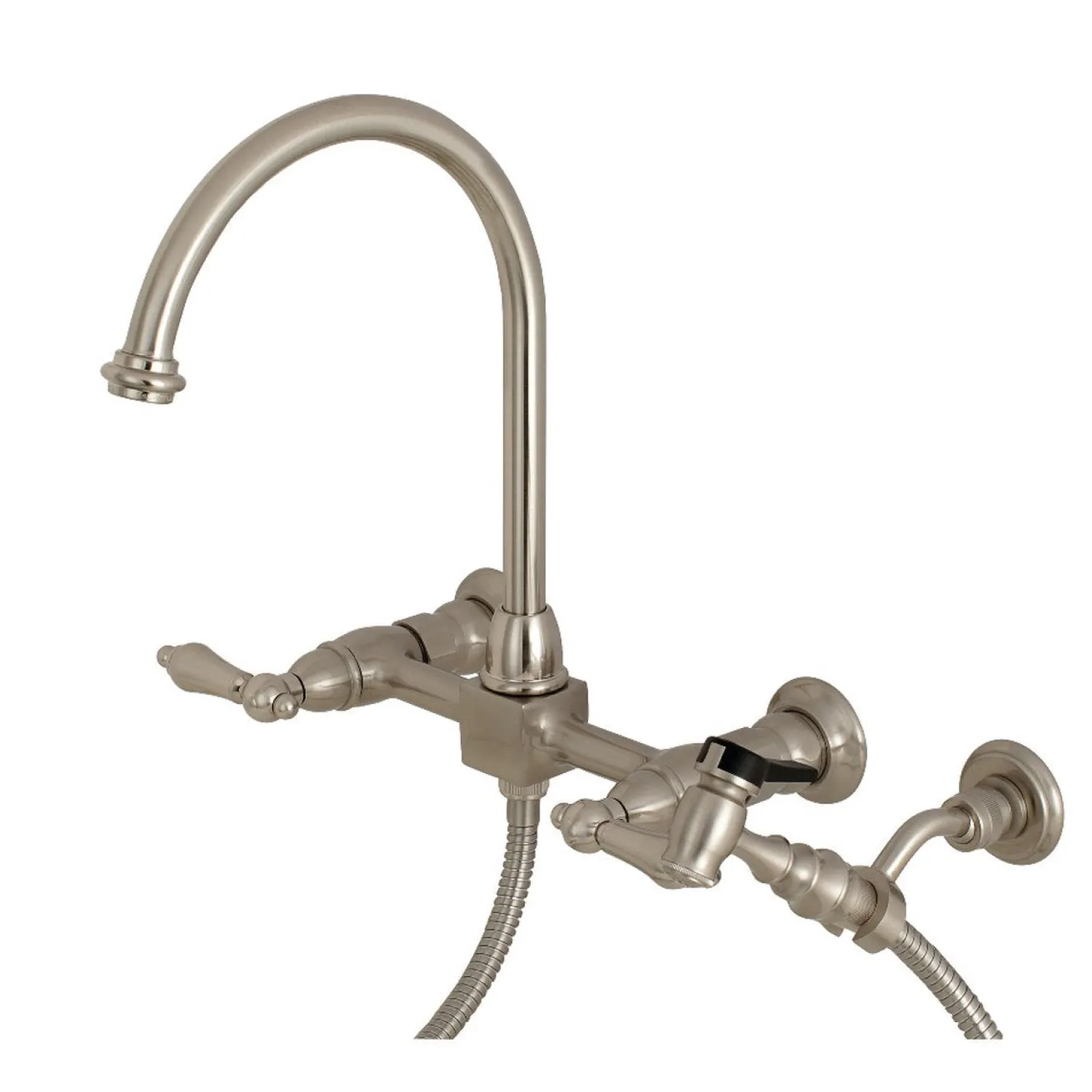 Discount Restoration 8-Inch Centerset Wall Mount Kitchen Faucet with Brass Sprayer Wall Mounted Kitchen Faucets|Faucets With Side Spray