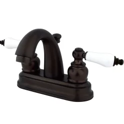 Restoration 4-Inch centerset Lavatory Faucet with Porcelain Lever Handles 4