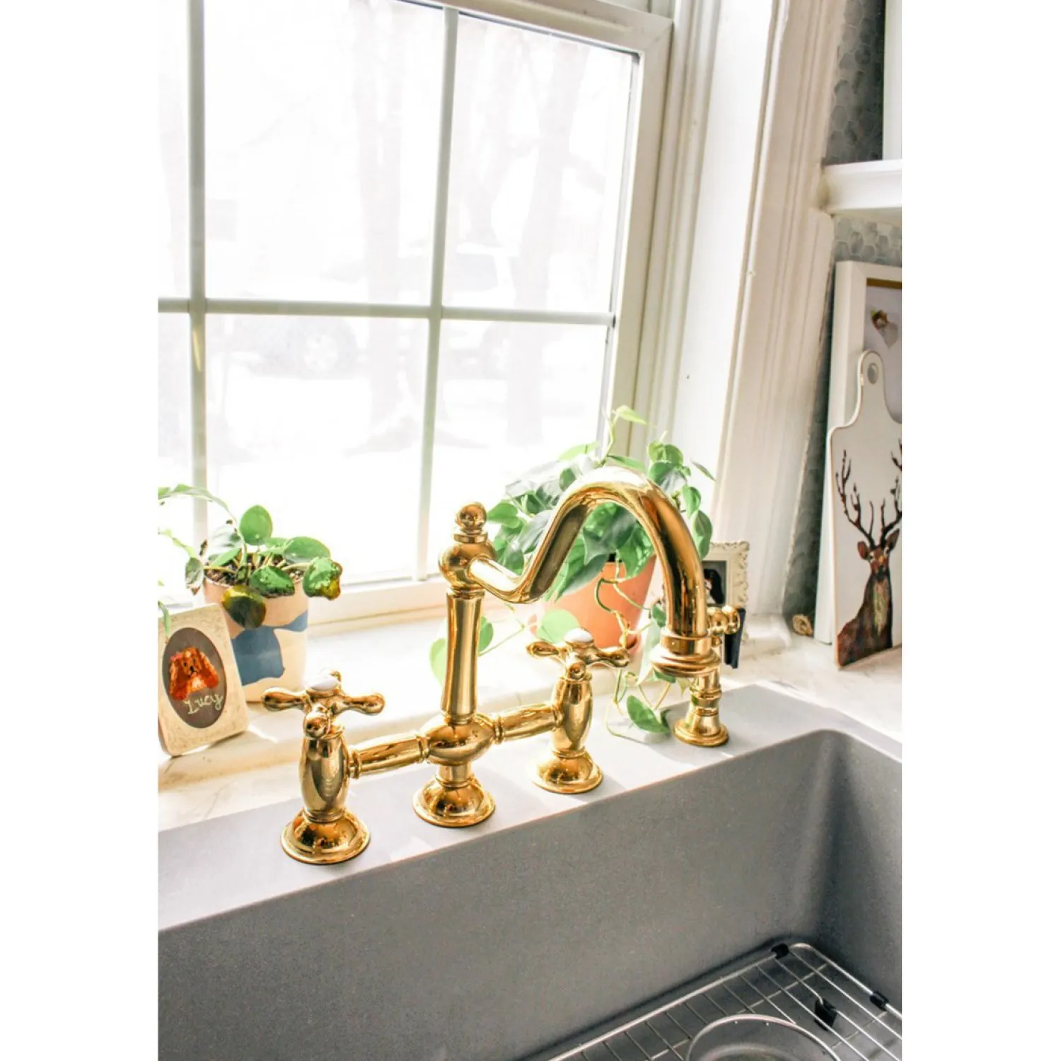 Sale Restoration Kitchen Bridge Faucet with Brass Sprayer Bridge Faucets