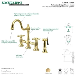 Sale Restoration Kitchen Bridge Faucet with Brass Sprayer Bridge Faucets
