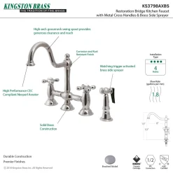 Sale Restoration Kitchen Bridge Faucet with Brass Sprayer Bridge Faucets