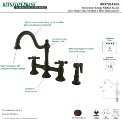 Sale Restoration Kitchen Bridge Faucet with Brass Sprayer Bridge Faucets