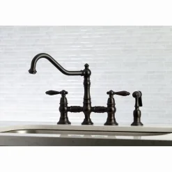 Online Restoration Kitchen Faucet with Side Sprayer Faucets With Side Spray|Bridge Faucets
