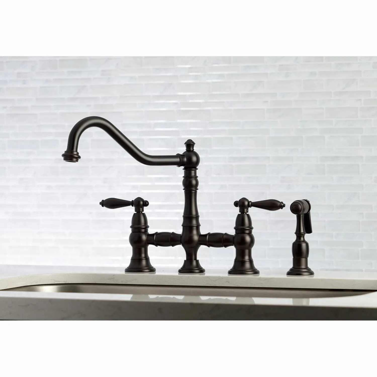 Online Restoration Kitchen Faucet with Side Sprayer Faucets With Side Spray|Bridge Faucets