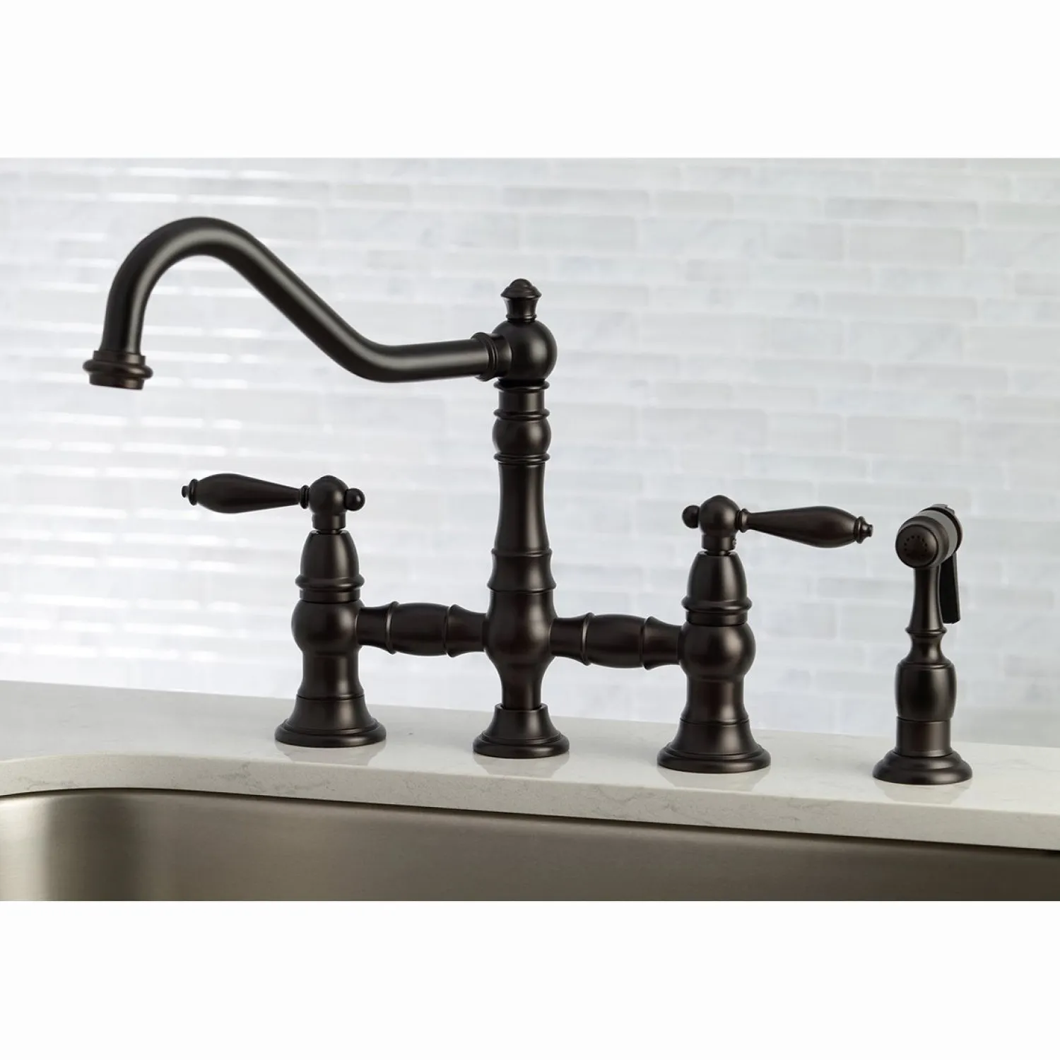 Online Restoration Kitchen Faucet with Side Sprayer Faucets With Side Spray|Bridge Faucets