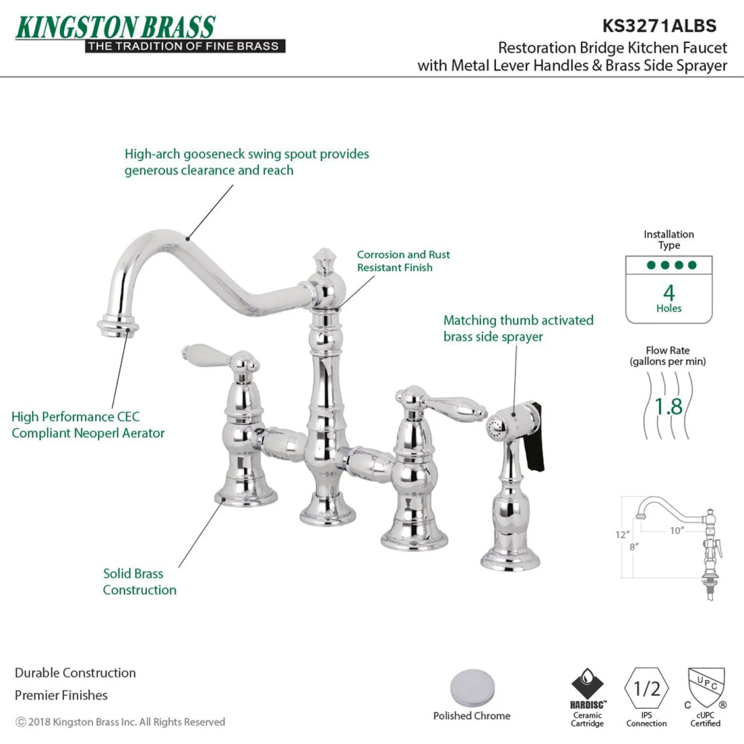 Online Restoration Kitchen Faucet with Side Sprayer Faucets With Side Spray|Bridge Faucets