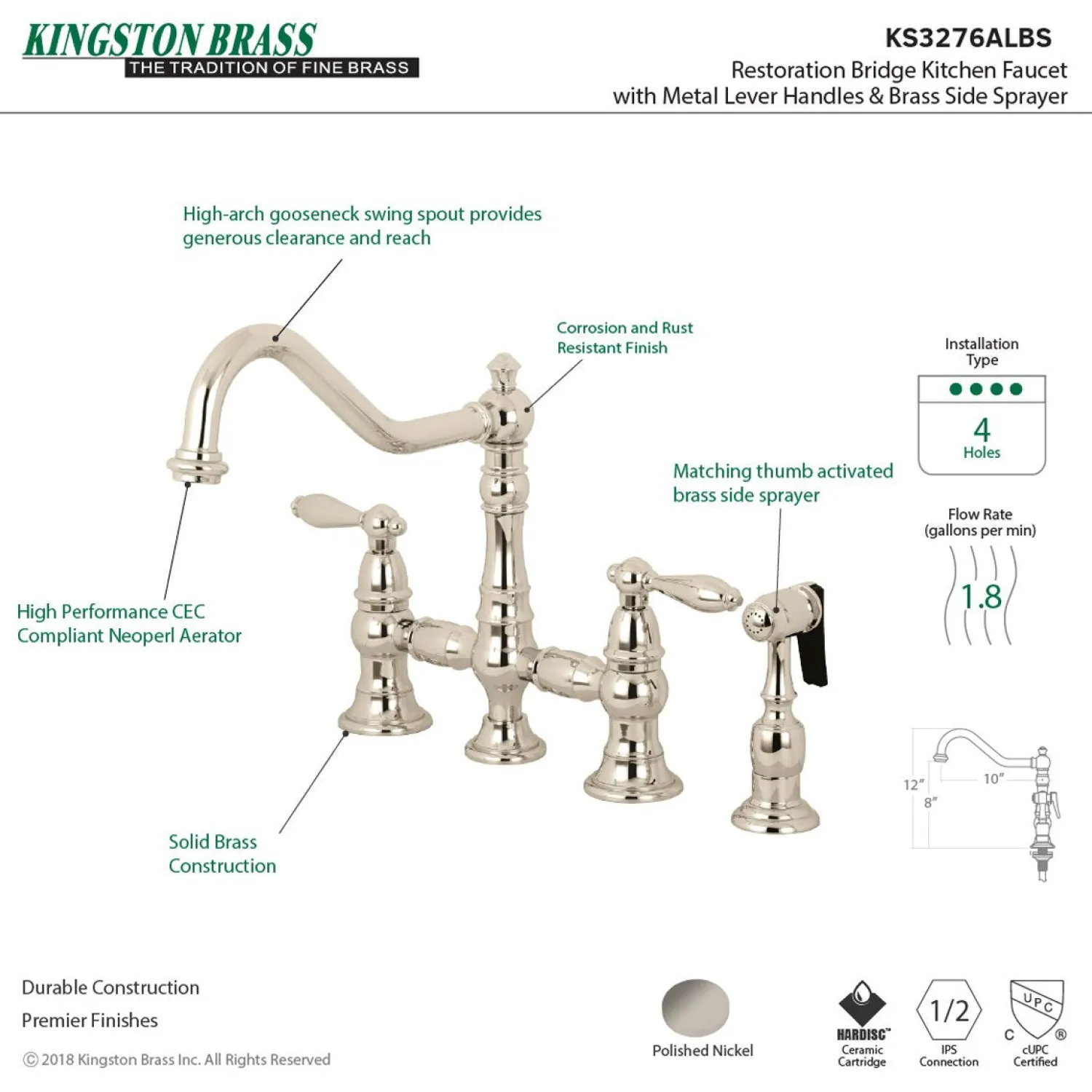 Online Restoration Kitchen Faucet with Side Sprayer Faucets With Side Spray|Bridge Faucets