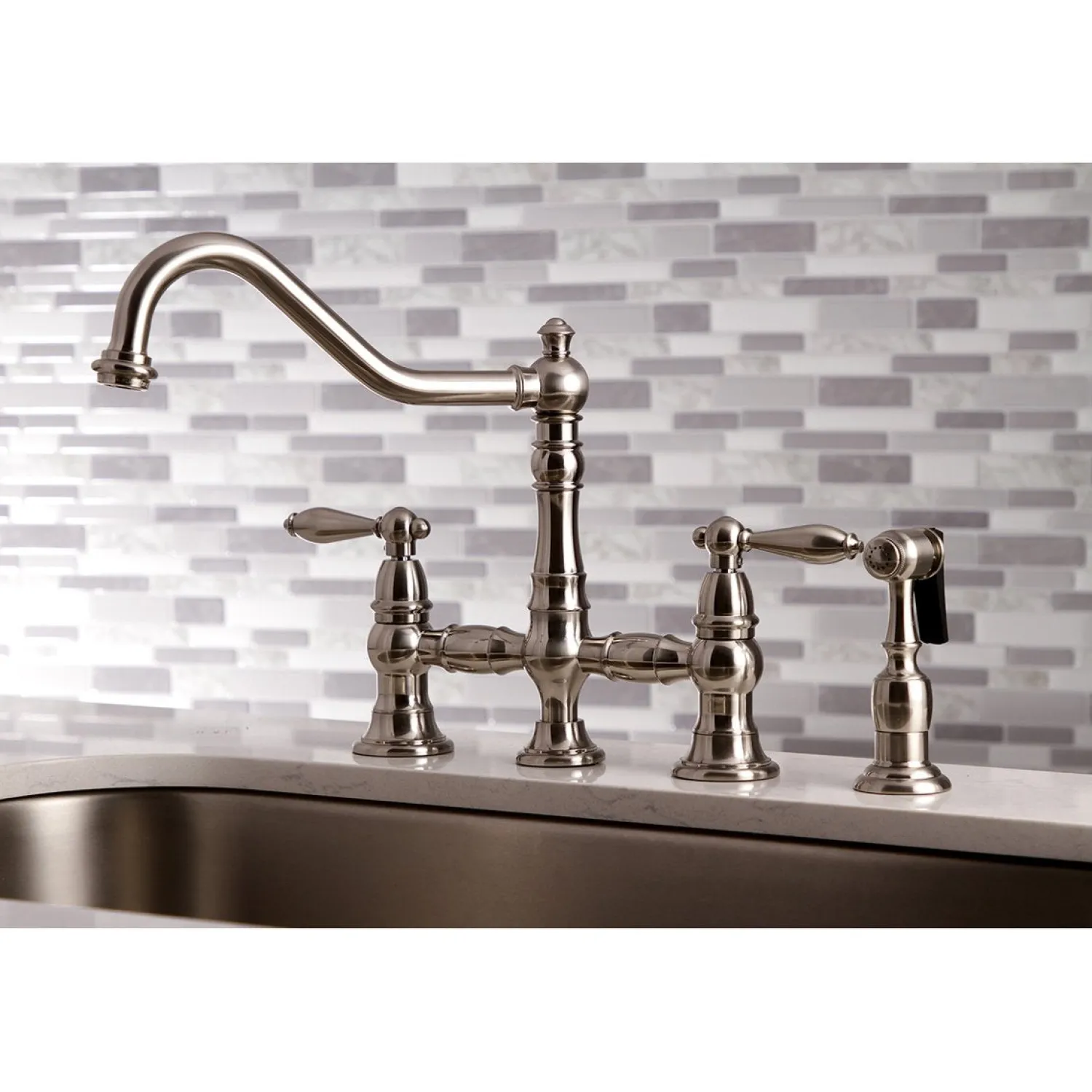 Online Restoration Kitchen Faucet with Side Sprayer Faucets With Side Spray|Bridge Faucets