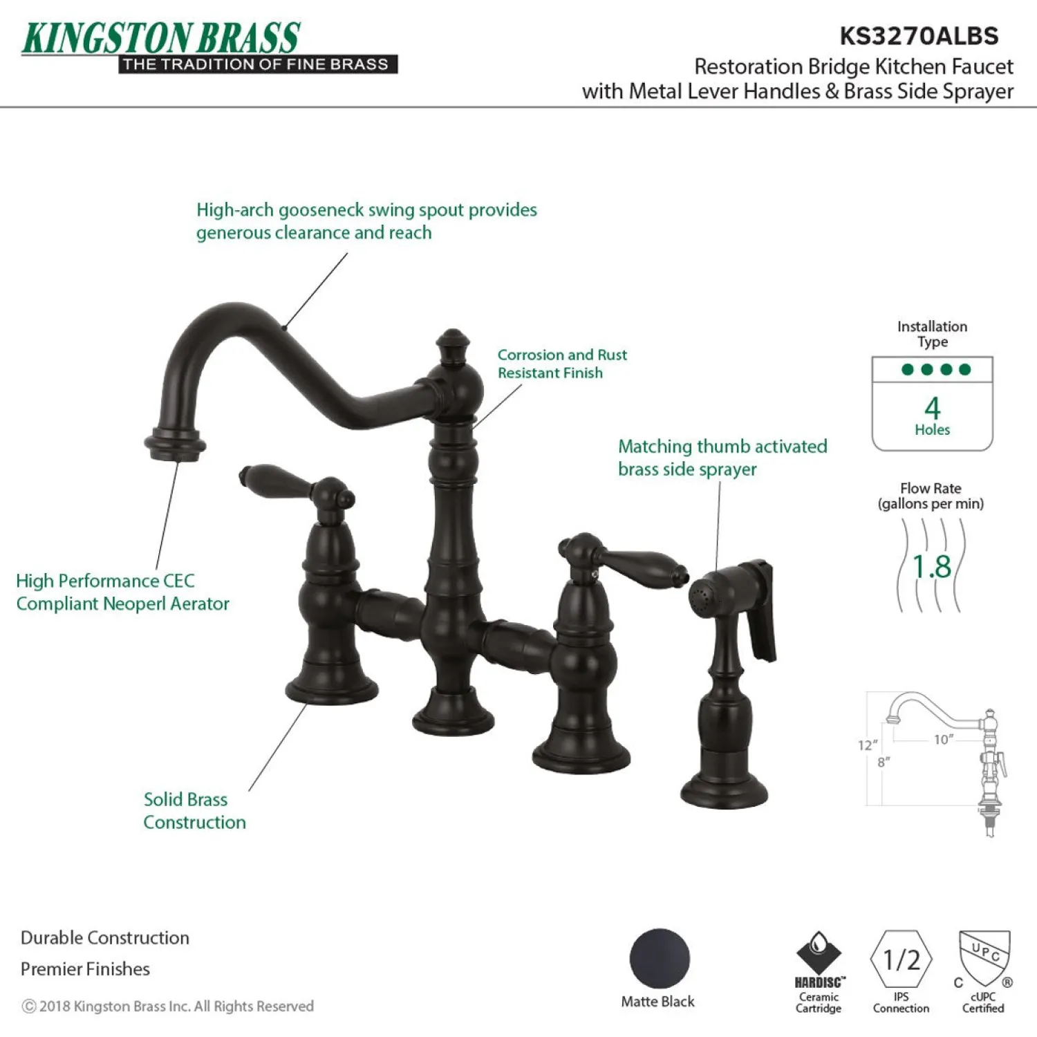Online Restoration Kitchen Faucet with Side Sprayer Faucets With Side Spray|Bridge Faucets