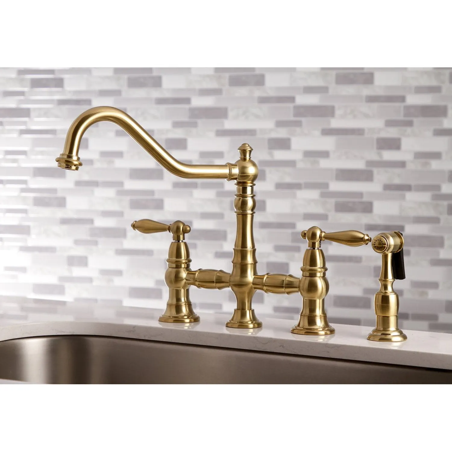 Online Restoration Kitchen Faucet with Side Sprayer Faucets With Side Spray|Bridge Faucets