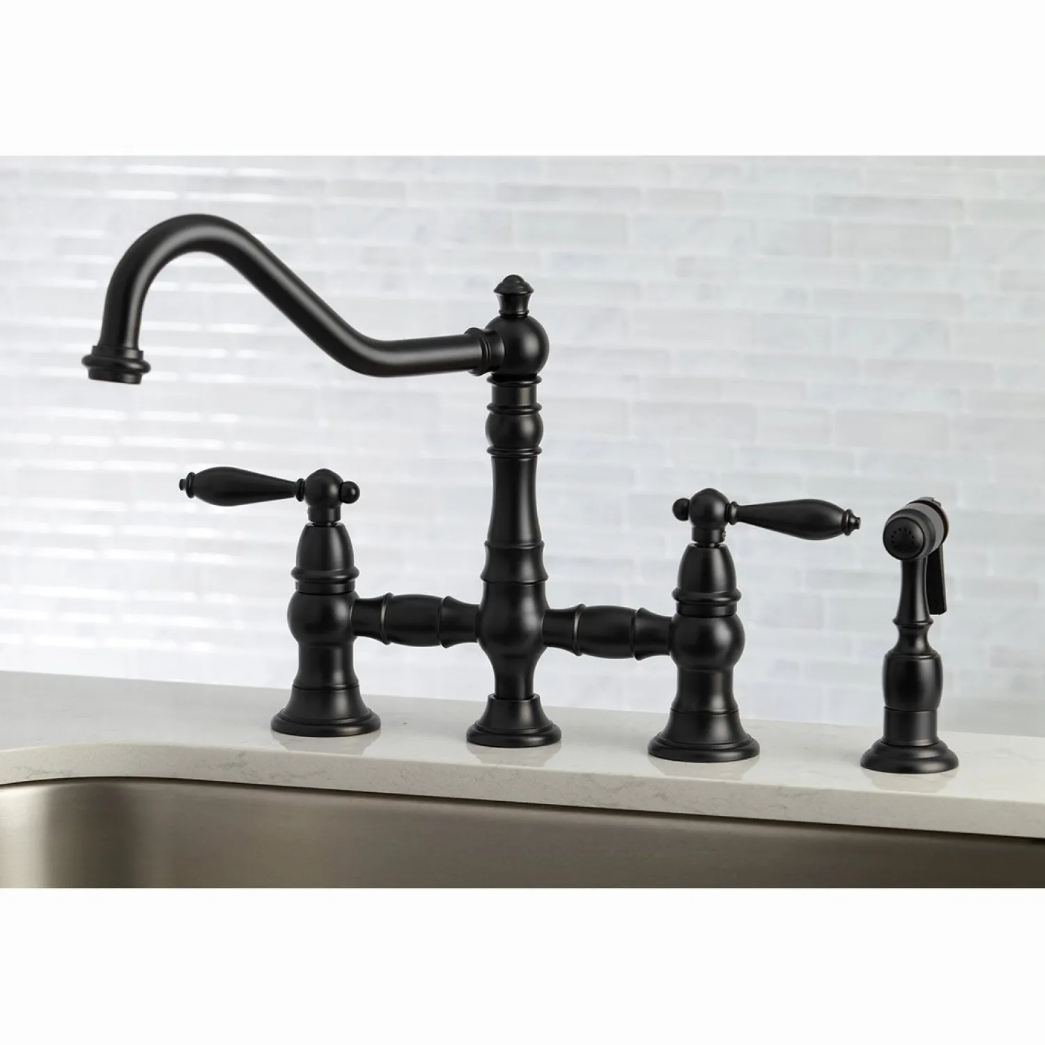Online Restoration Kitchen Faucet with Side Sprayer Faucets With Side Spray|Bridge Faucets