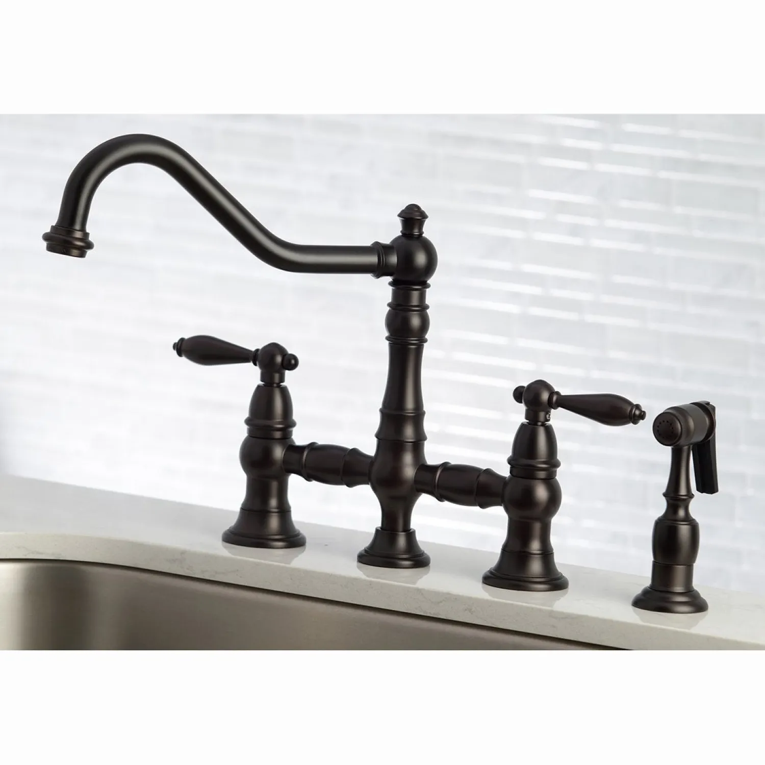 Online Restoration Kitchen Faucet with Side Sprayer Faucets With Side Spray|Bridge Faucets