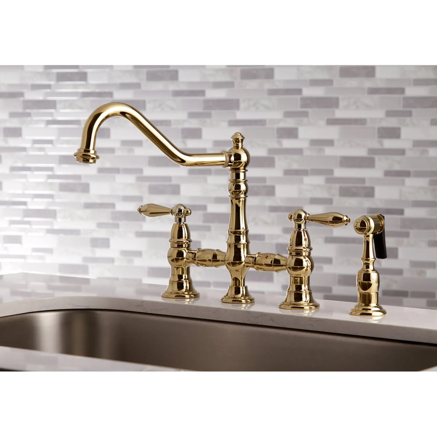 Online Restoration Kitchen Faucet with Side Sprayer Faucets With Side Spray|Bridge Faucets