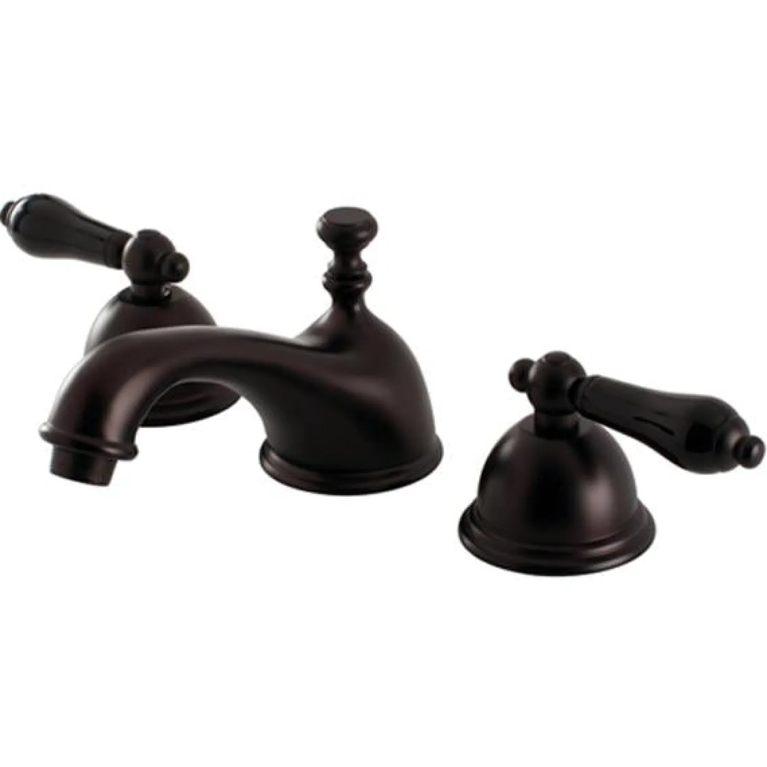 Online Restoration Onyx Widespread Lavatory Faucet with Black Porcelain Lever Handle 8" Widespread