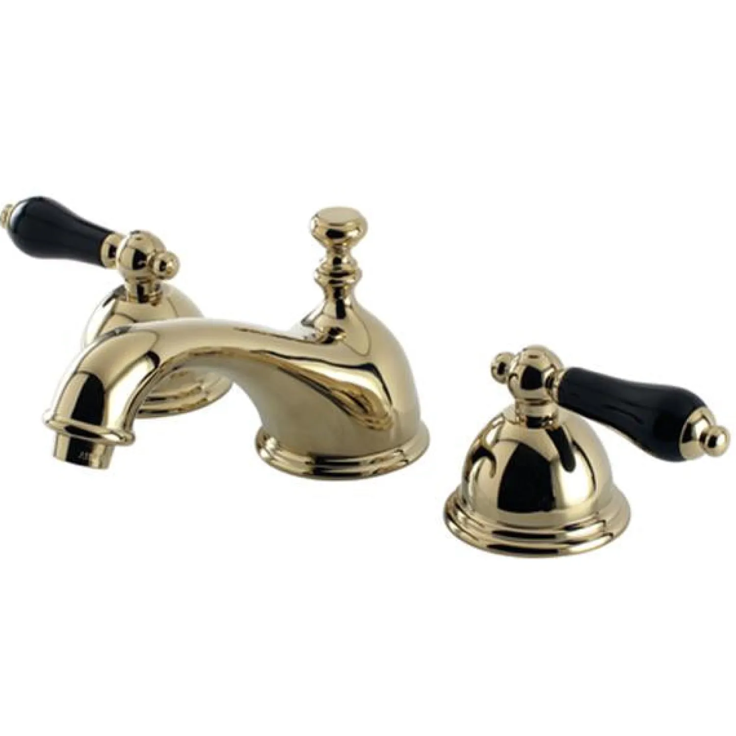 Online Restoration Onyx Widespread Lavatory Faucet with Black Porcelain Lever Handle 8" Widespread