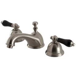 Online Restoration Onyx Widespread Lavatory Faucet with Black Porcelain Lever Handle 8