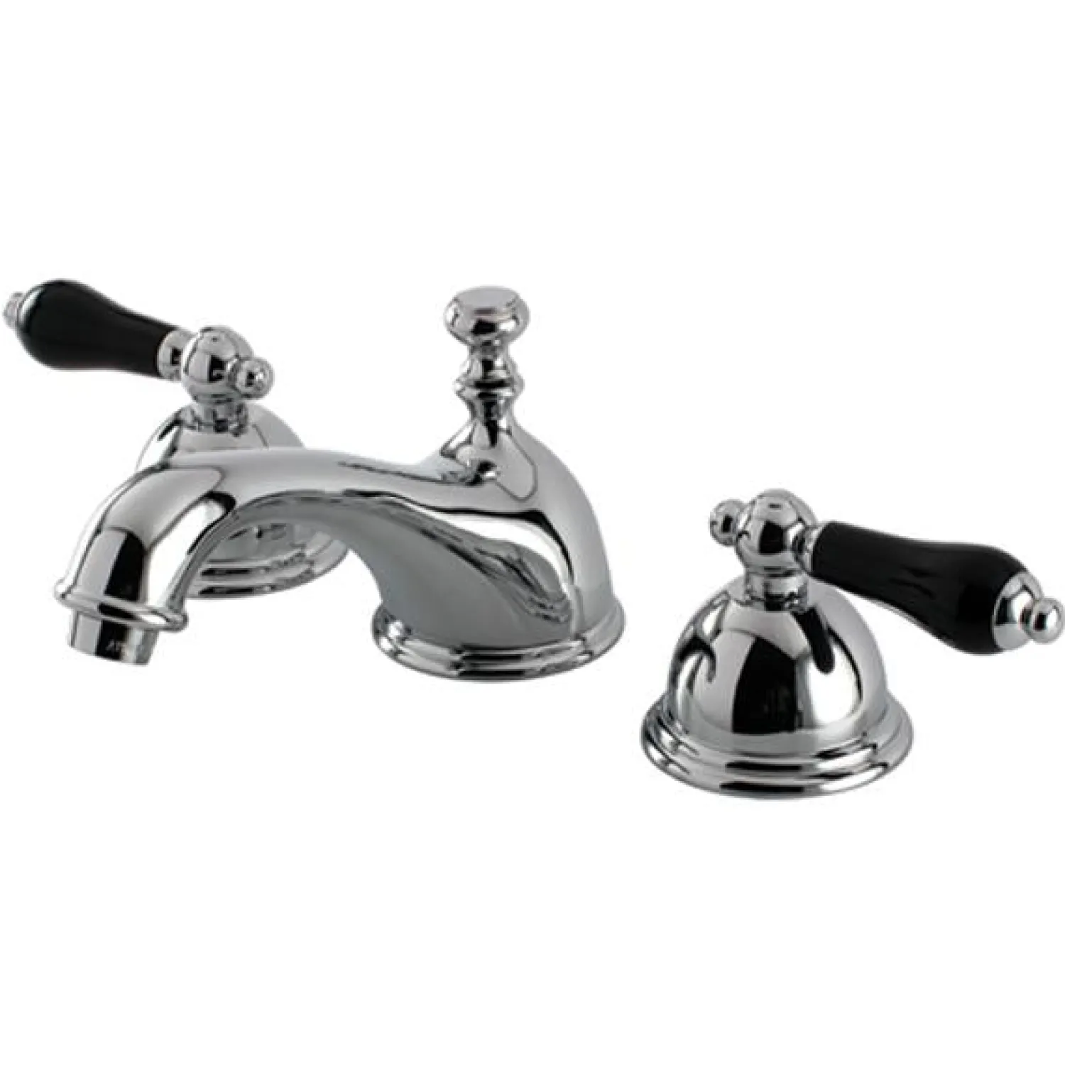 Online Restoration Onyx Widespread Lavatory Faucet with Black Porcelain Lever Handle 8" Widespread