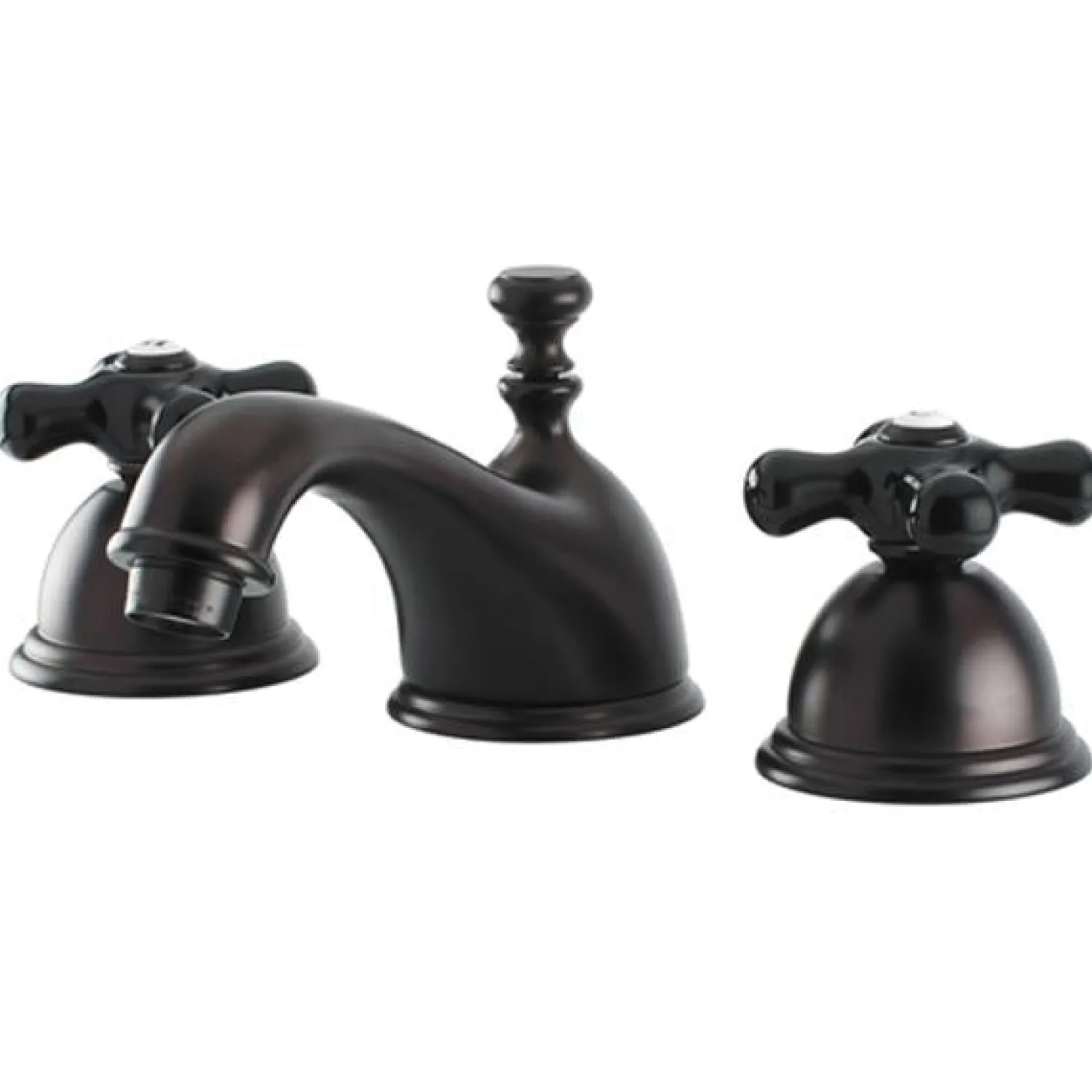 Clearance Restoration Onyx Widespread Lavatory Faucet with Black Porcelain Cross Handle 8" Widespread