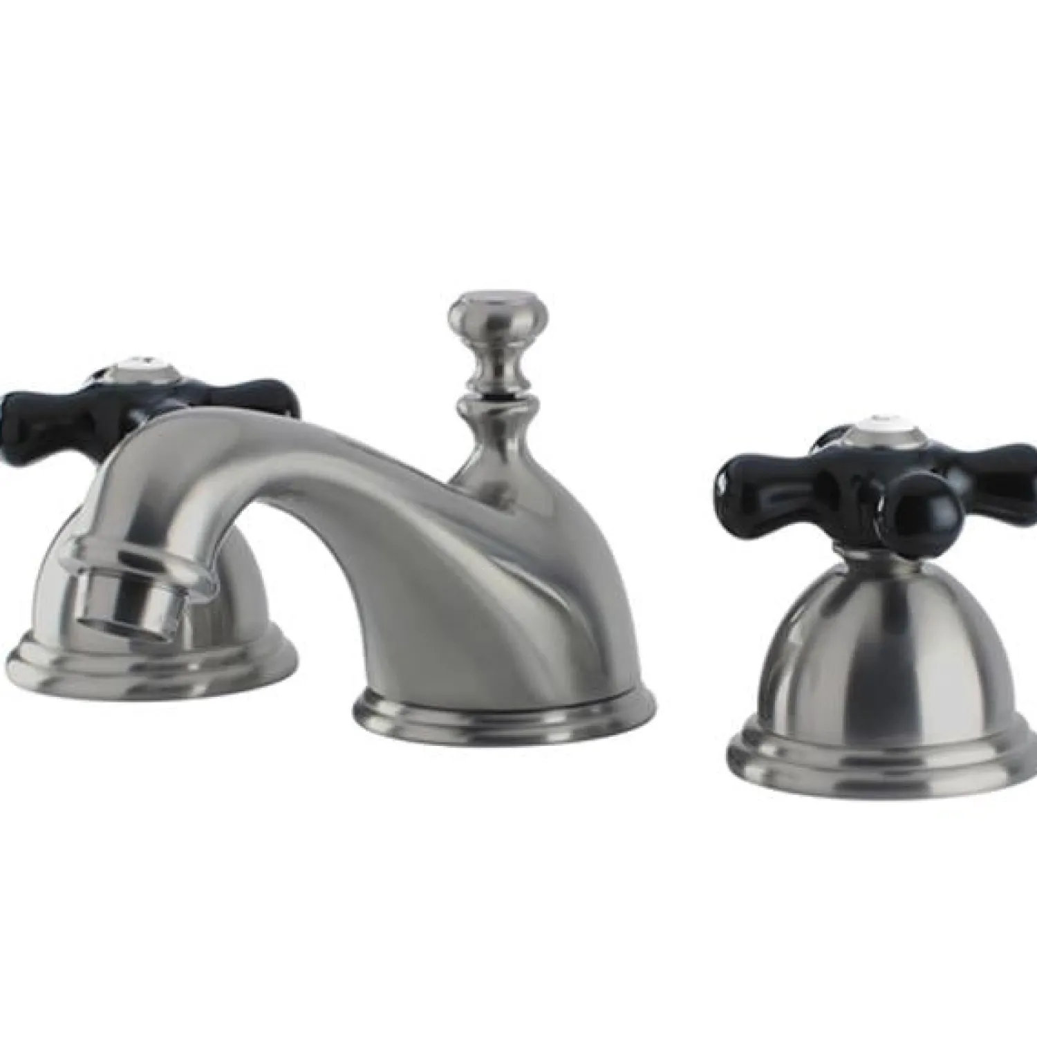 Clearance Restoration Onyx Widespread Lavatory Faucet with Black Porcelain Cross Handle 8" Widespread
