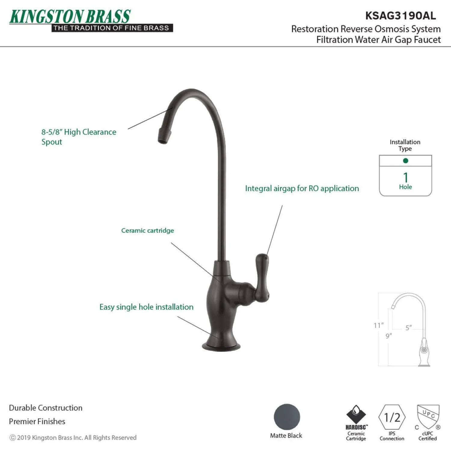 Best Restoration Reverse Osmosis System Filtration Water Air Gap Faucet Single Hole