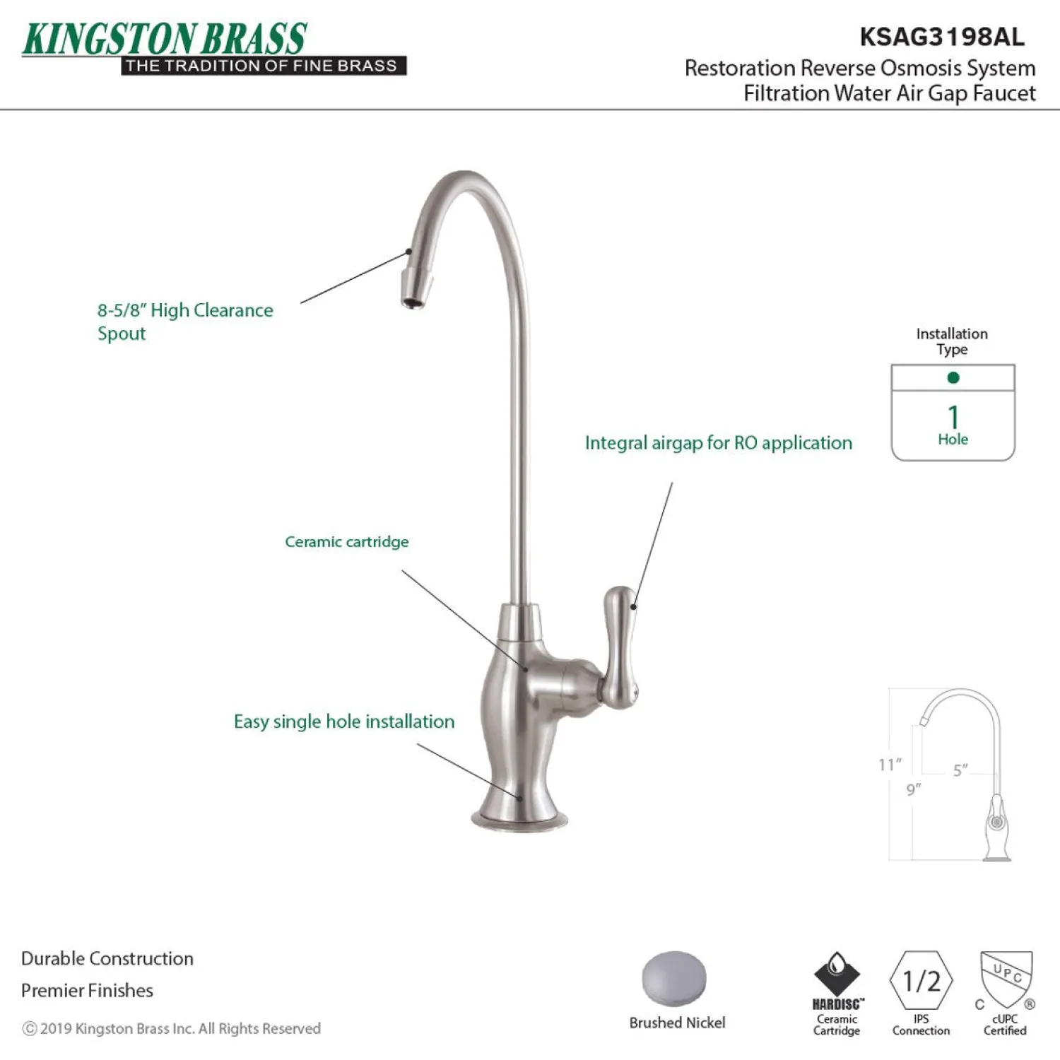 Best Restoration Reverse Osmosis System Filtration Water Air Gap Faucet Single Hole