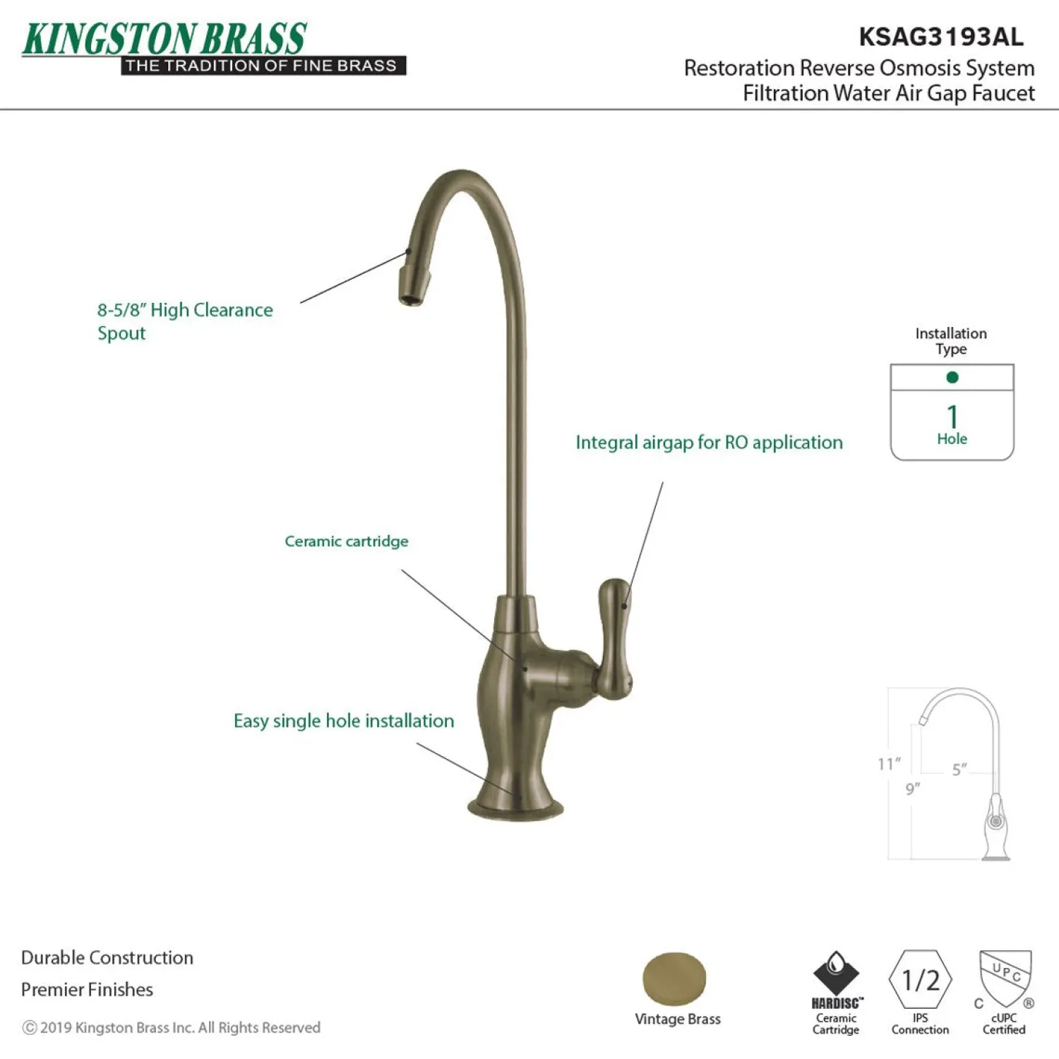 Best Restoration Reverse Osmosis System Filtration Water Air Gap Faucet Single Hole