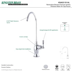 Best Restoration Reverse Osmosis System Filtration Water Air Gap Faucet Single Hole