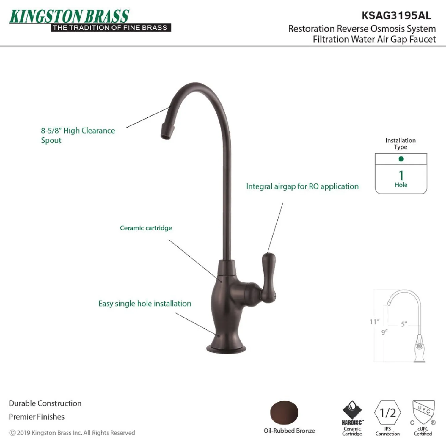 Best Restoration Reverse Osmosis System Filtration Water Air Gap Faucet Single Hole