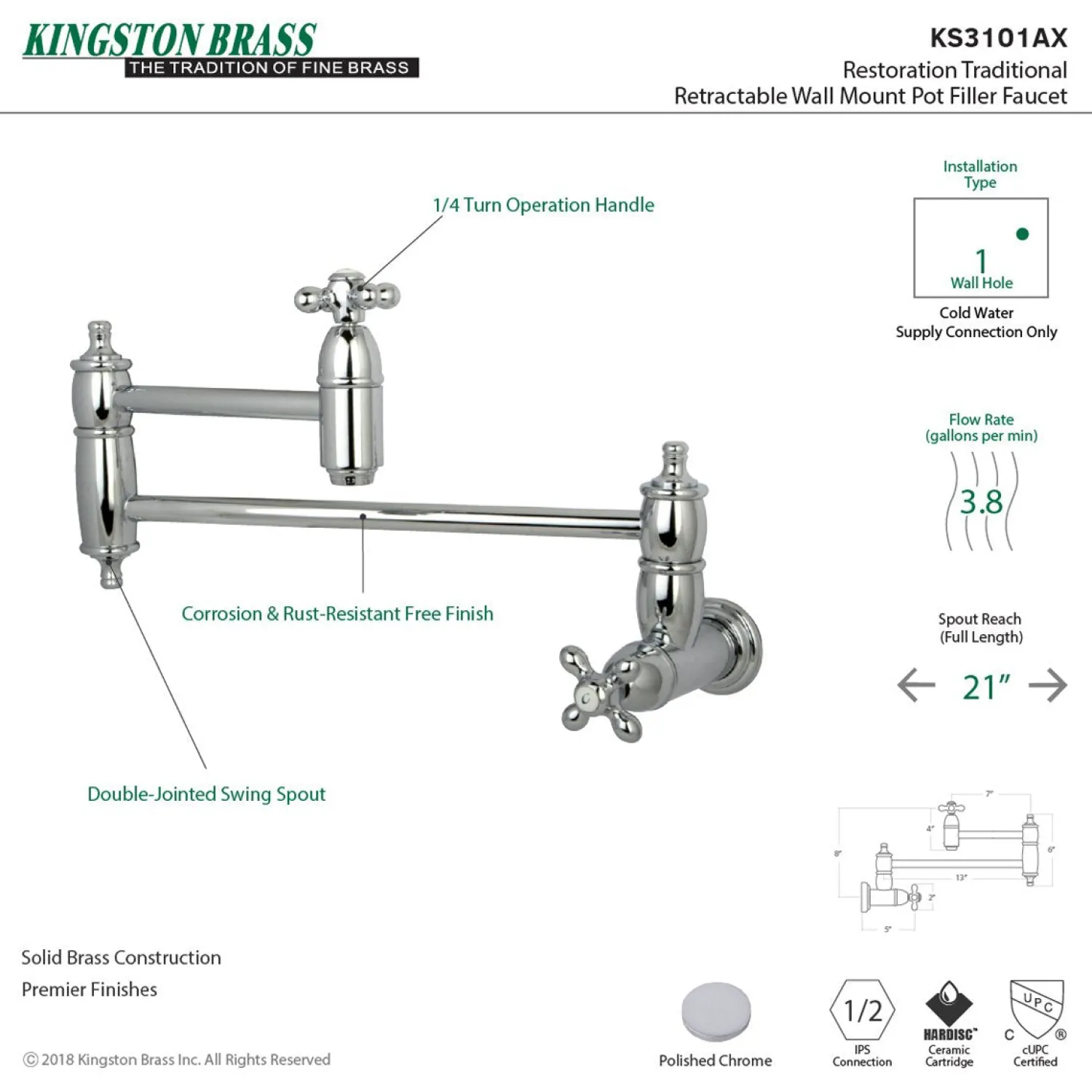 Online Restoration Single Hole Wall Mount Pot Filler Kitchen Faucet Wall Mounted Kitchen Faucets|Single Hole