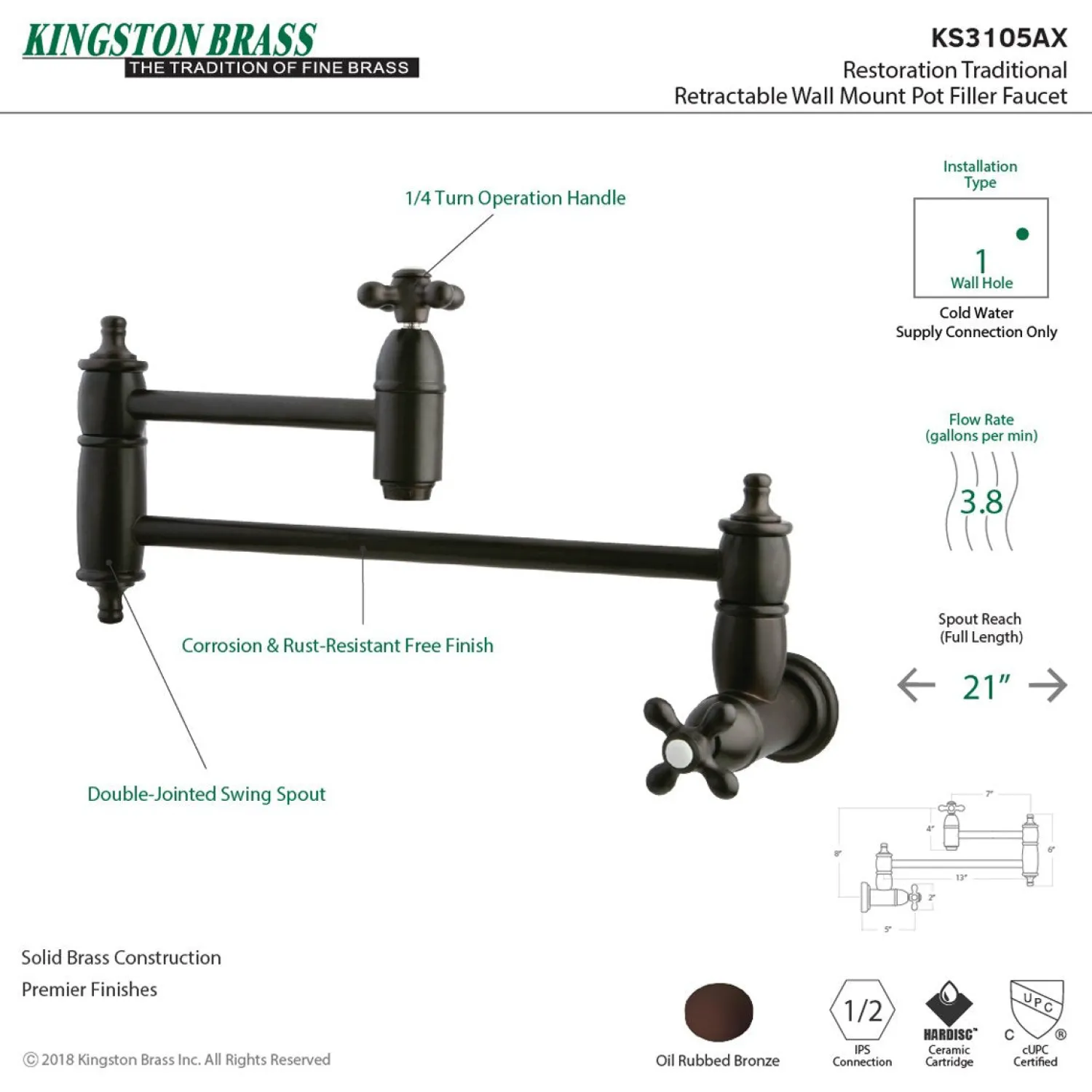 Online Restoration Single Hole Wall Mount Pot Filler Kitchen Faucet Wall Mounted Kitchen Faucets|Single Hole