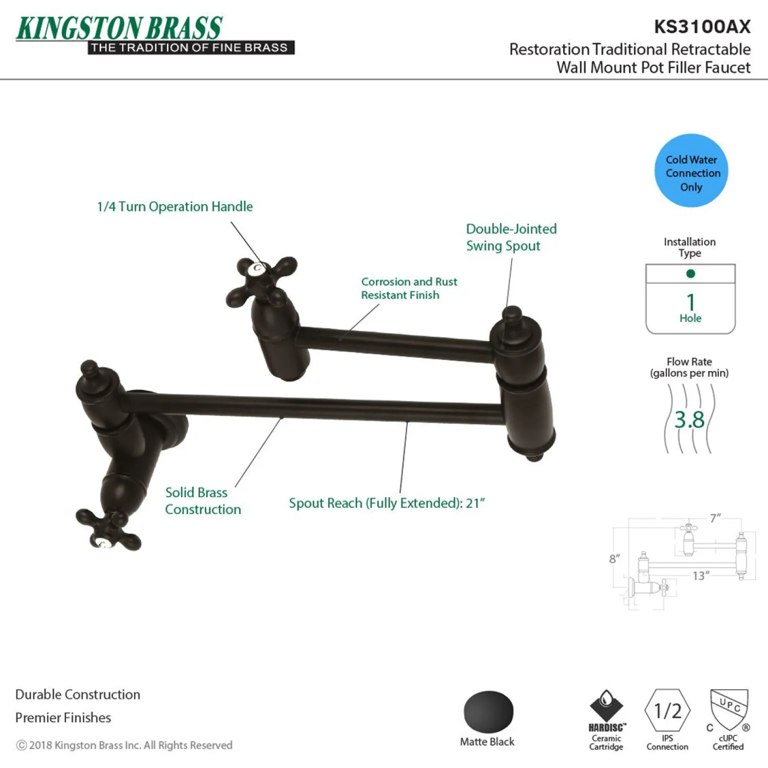 Online Restoration Single Hole Wall Mount Pot Filler Kitchen Faucet Wall Mounted Kitchen Faucets|Single Hole