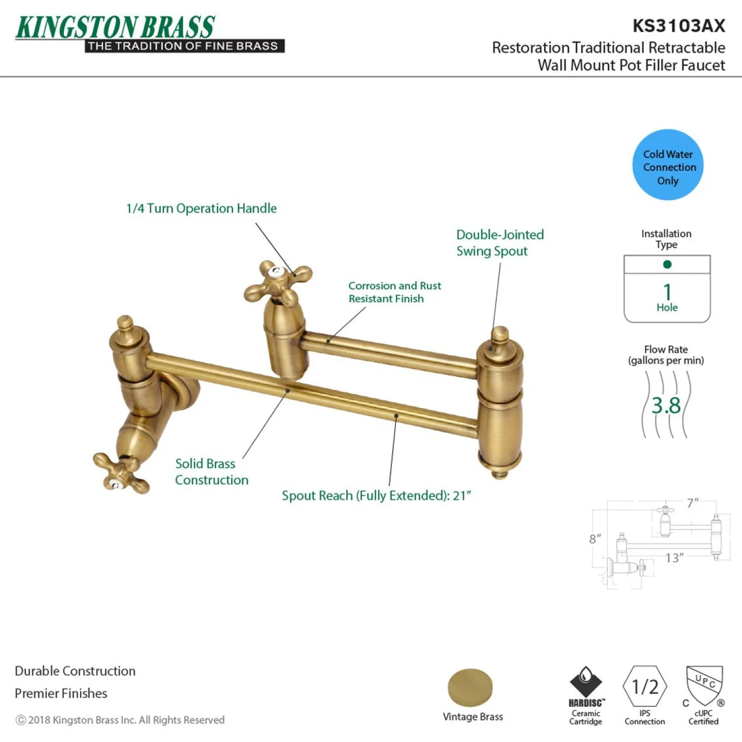 Online Restoration Single Hole Wall Mount Pot Filler Kitchen Faucet Wall Mounted Kitchen Faucets|Single Hole