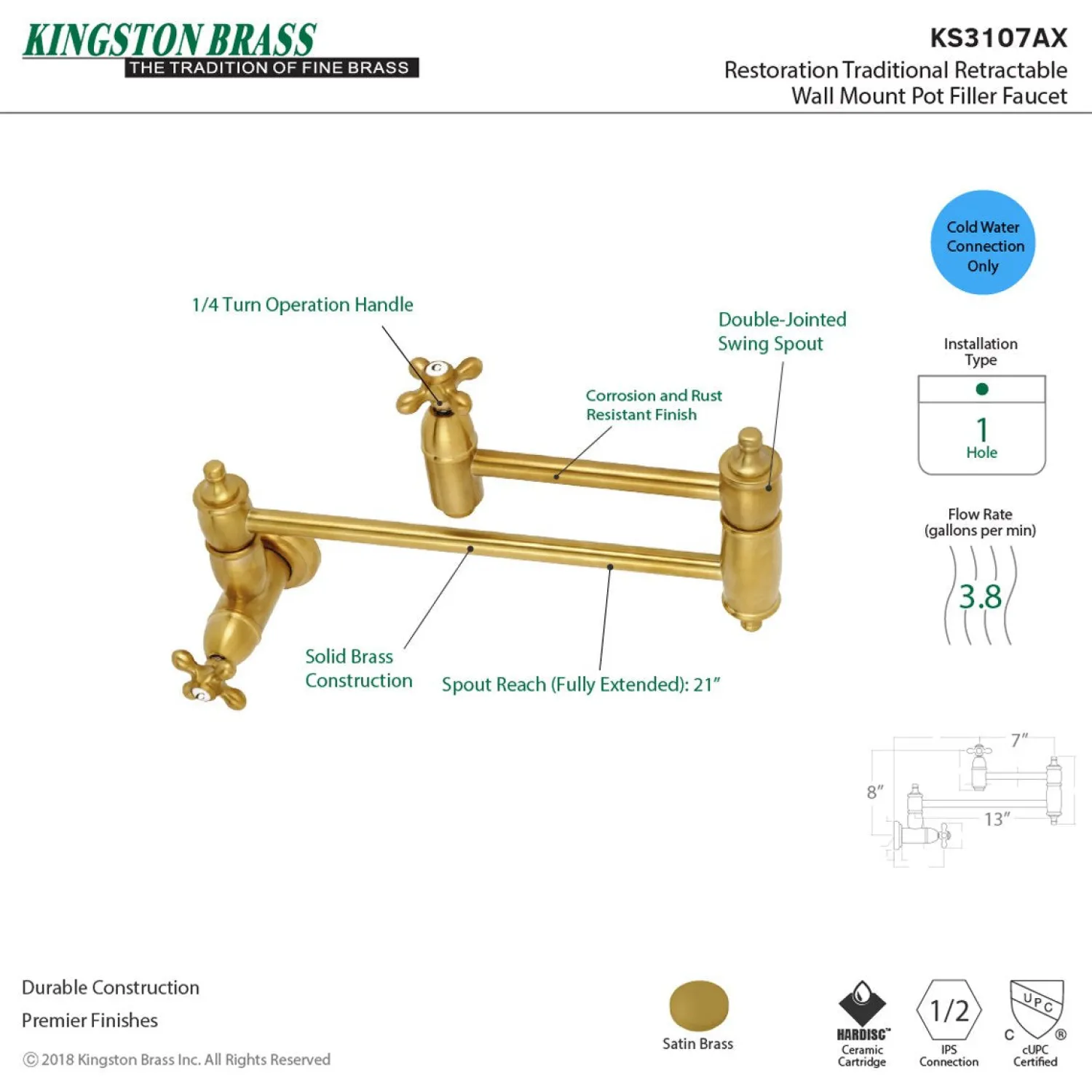 Online Restoration Single Hole Wall Mount Pot Filler Kitchen Faucet Wall Mounted Kitchen Faucets|Single Hole