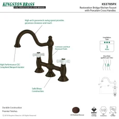 Restoration Two-Handle Kitchen Bridge Faucet Bridge Faucets