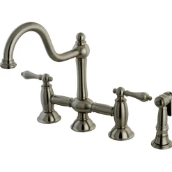Clearance Restoration Two-Handle Kitchen Bridge Faucet with Brass Sprayer Bridge Faucets