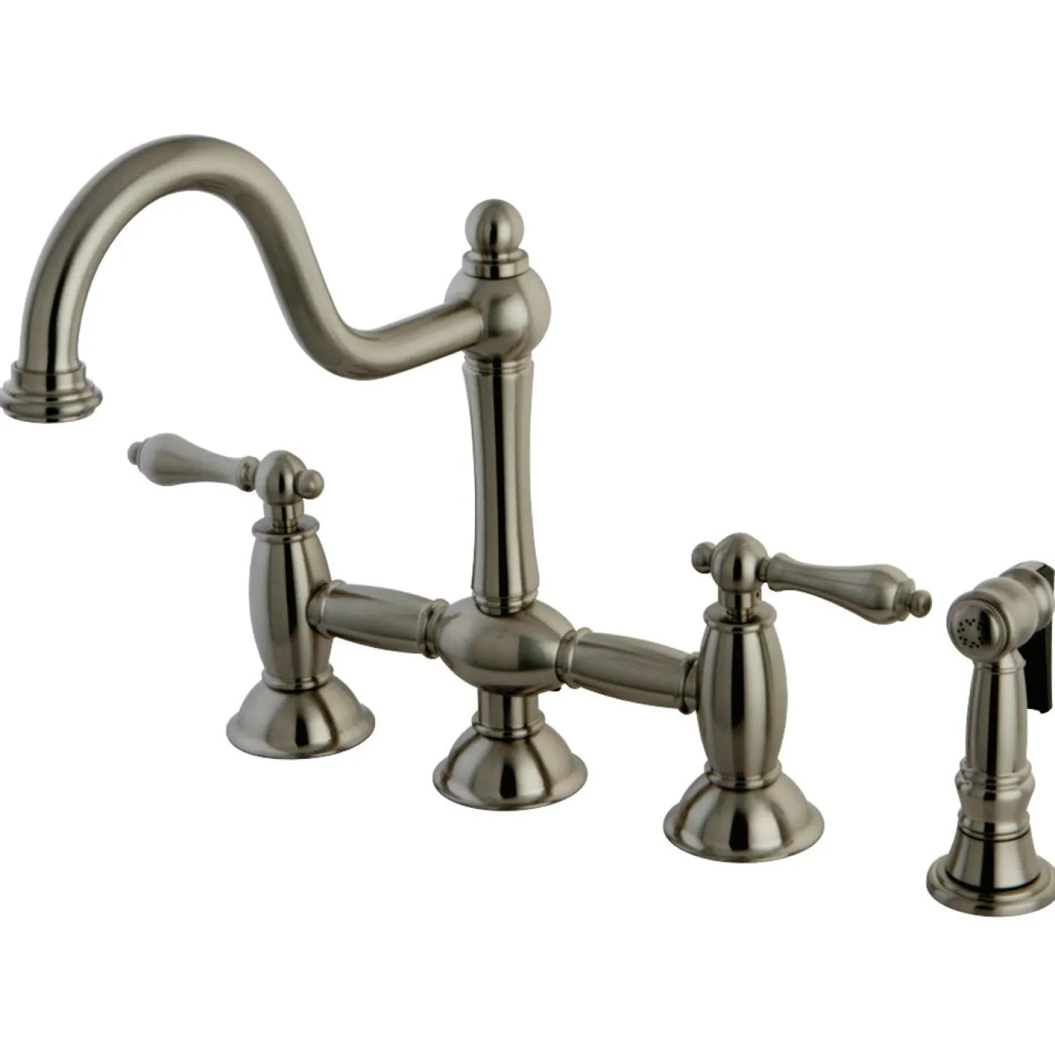 Clearance Restoration Two-Handle Kitchen Bridge Faucet with Brass Sprayer Bridge Faucets