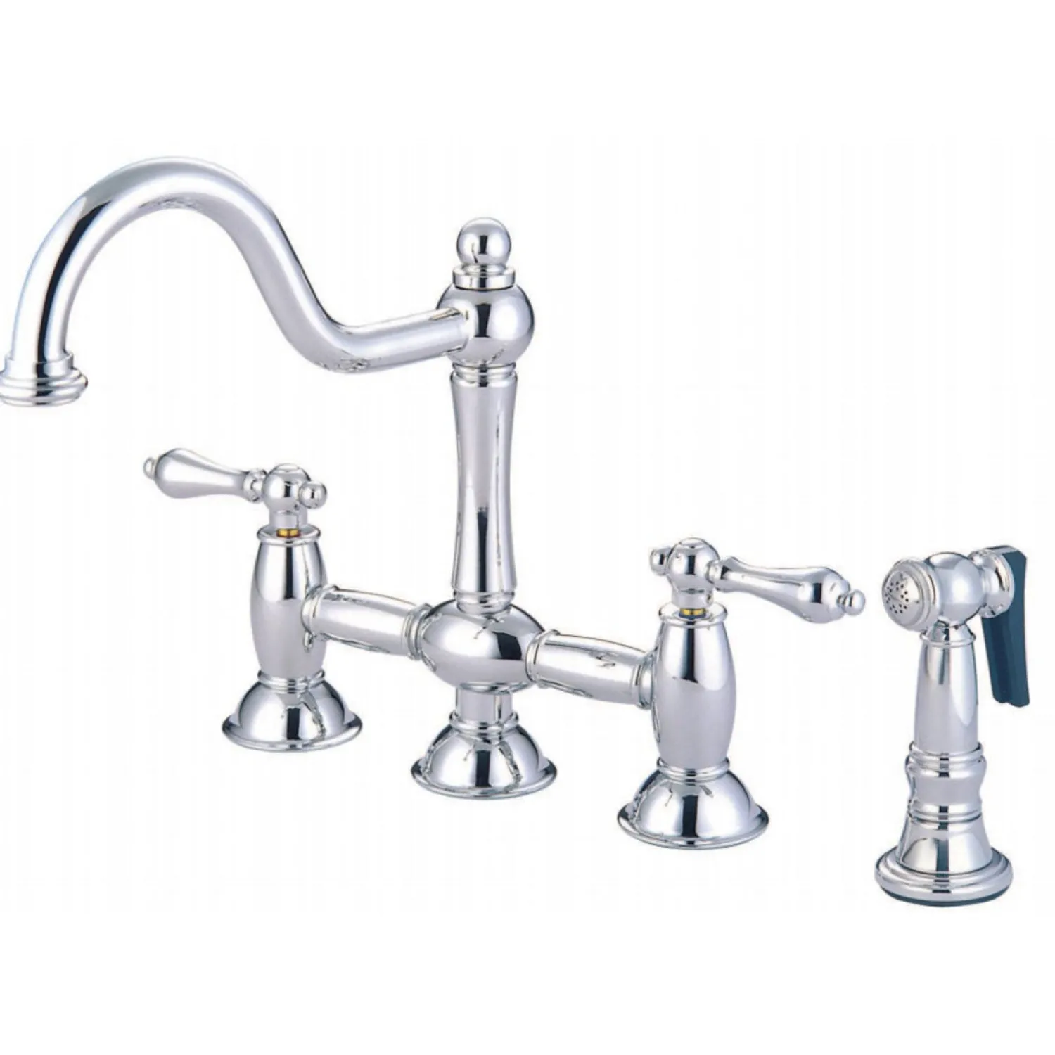 Clearance Restoration Two-Handle Kitchen Bridge Faucet with Brass Sprayer Bridge Faucets
