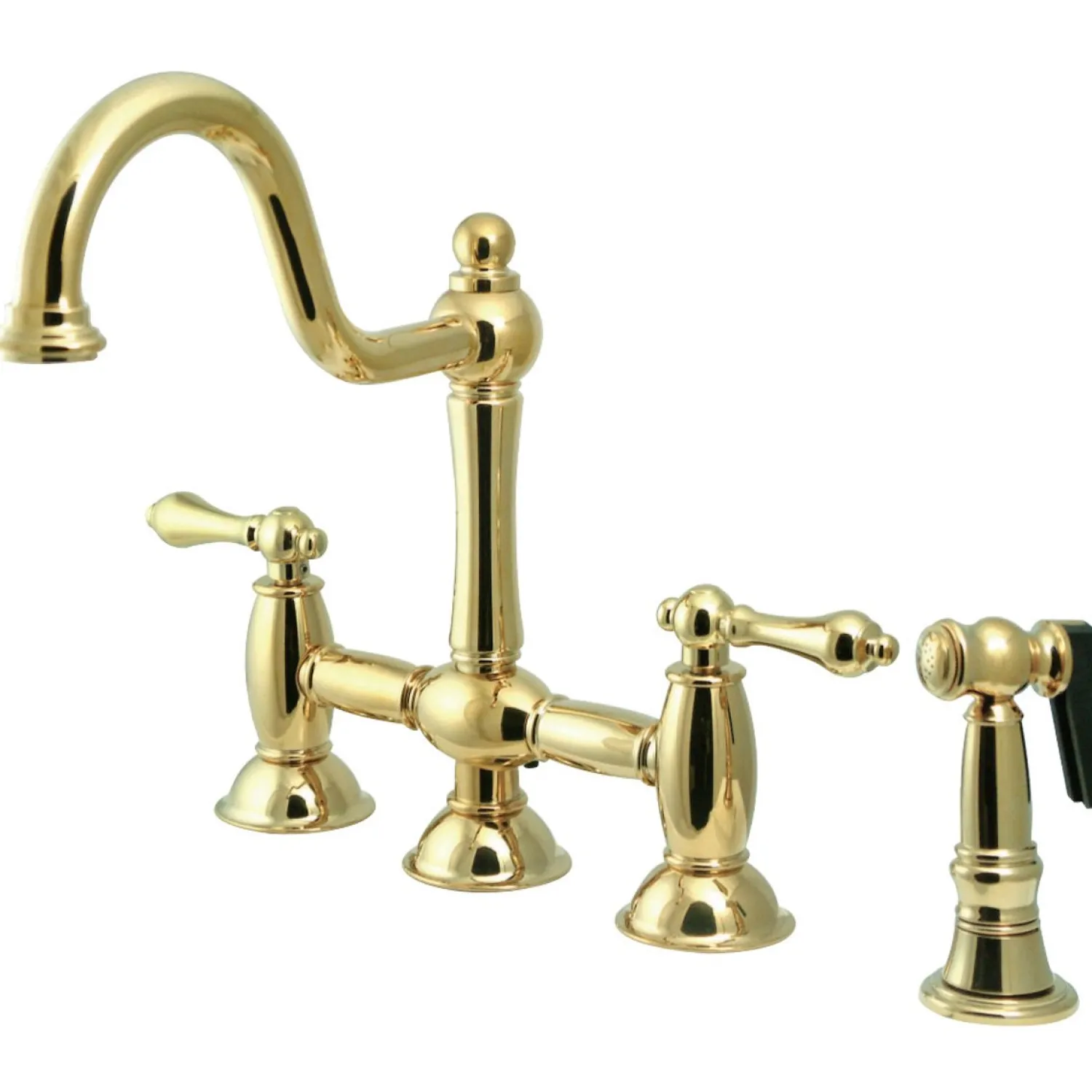 Clearance Restoration Two-Handle Kitchen Bridge Faucet with Brass Sprayer Bridge Faucets