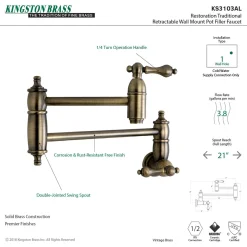 New Restoration Wall Mount Pot Filler Kitchen Faucet Wall Mounted Kitchen Faucets|Single Hole
