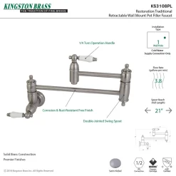 Clearance Restoration Wall Mount Single Hole Pot Filler Kitchen Faucet Wall Mounted Kitchen Faucets|Single Hole