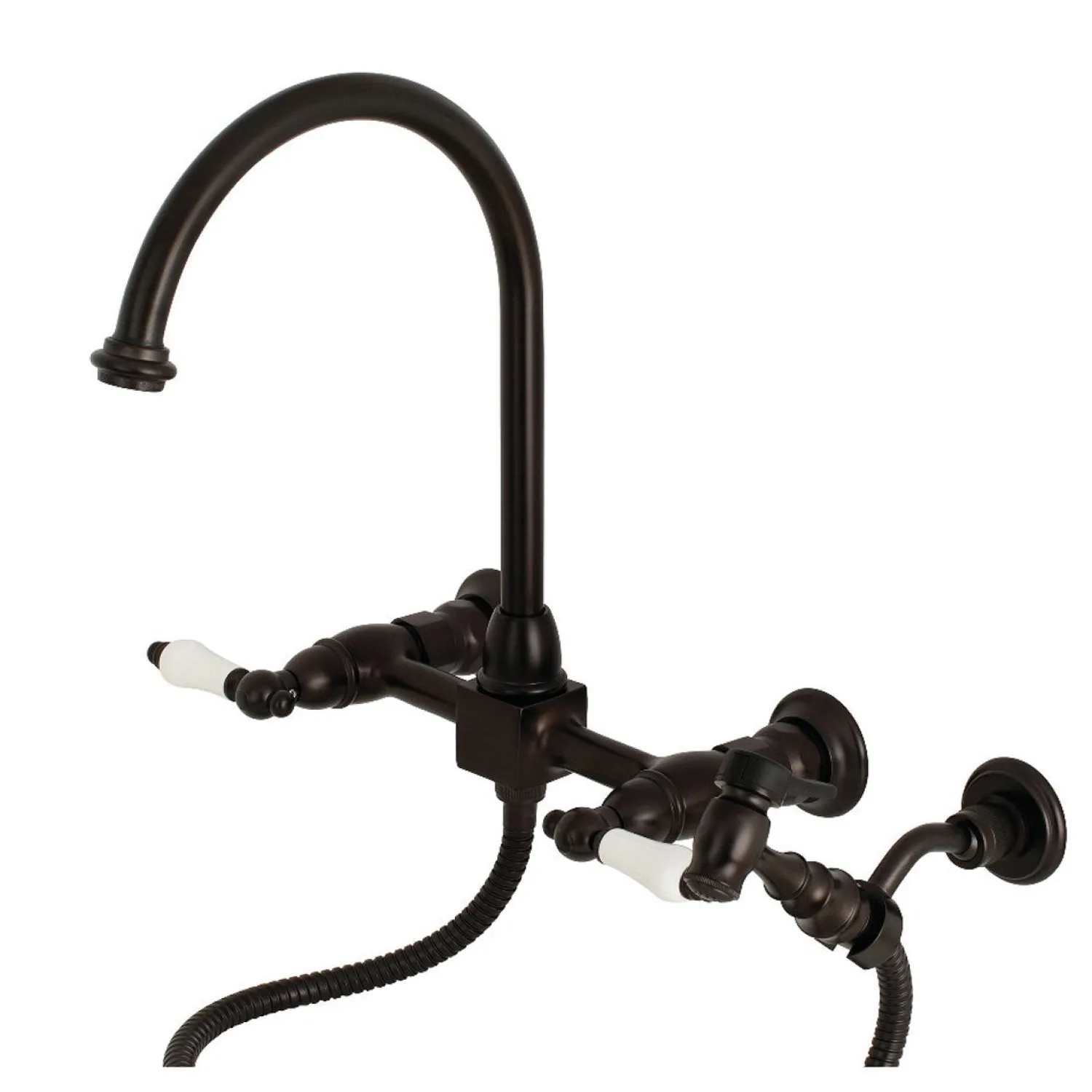 Sale Restoration Wall Mount 8-Inch Centerset Kitchen Faucet with Brass Sprayer Wall Mounted Kitchen Faucets|Faucets With Side Spray